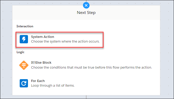 add system action